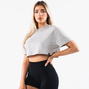 Alphalete Light Heather Grey Oversized Crop Tee